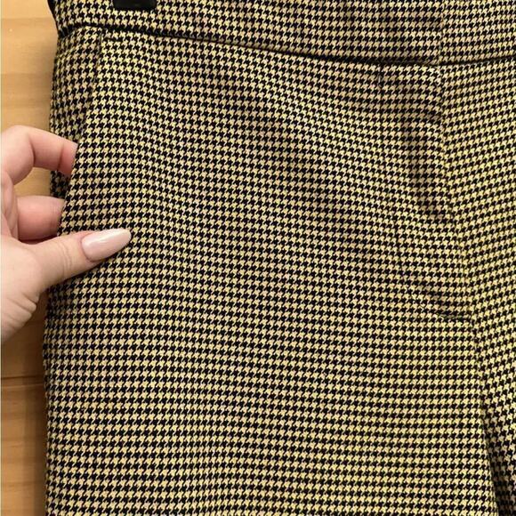 ZARA Pants Womens Large Yellow Black Checkered Trousers Ankle Pockets - Picture 4 of 8